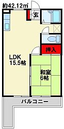 ラディア永犬丸 1LDKの間取図画像
