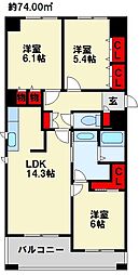 オリーブ1 3LDKの間取図画像