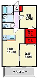 サンハイムせんり1 2LDKの間取図画像