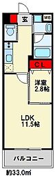 コンダクトレジデンスDaizen 1LDKの間取図画像