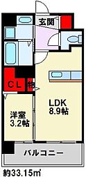 バースプレイスM折尾 1LDKの間取図画像