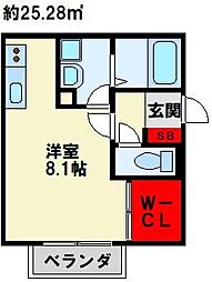 インペリアル大賀4 ワンルームの間取図画像