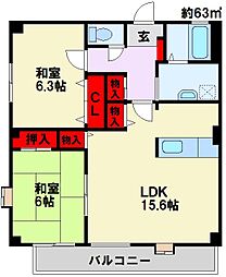 フォブールK 2LDKの間取図画像