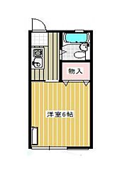 ハイツKASSAN（カッサン） 2階1Kの間取り