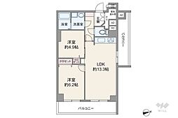 日興宝塚南口スカイマンション 2LDKの間取図画像