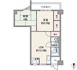 サンビオラ1番館 2LDKの間取図画像