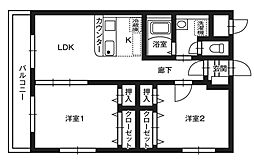 オーベルグランディオ倉前 2LDKの間取図画像