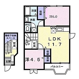 エスポワールM 2DKの間取図画像