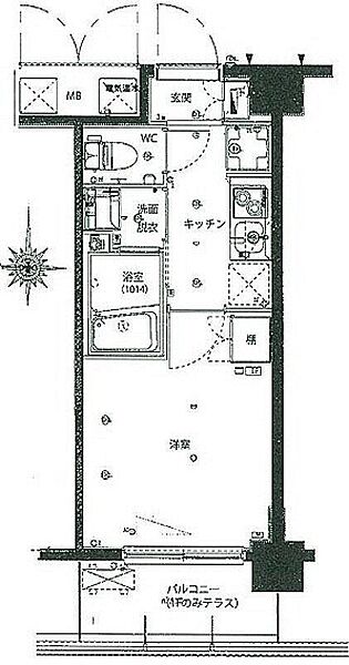 神奈川県川崎市中原区中丸子(賃貸マンション1K・1階・20.44㎡)の写真 その2