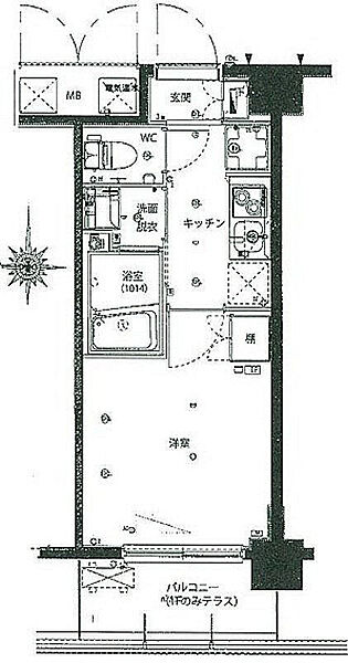 神奈川県川崎市中原区中丸子(賃貸マンション1K・2階・20.44㎡)の写真 その2