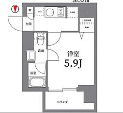 JR南武線 武蔵小杉駅 徒歩5分の賃貸マンション 4階1Kの間取り