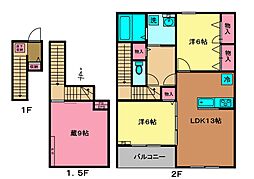 西武新宿線 西武柳沢駅 徒歩4分の賃貸アパート 2階2SLDKの間取り