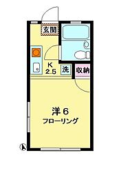 パークサイドフジB 1Kの間取図画像