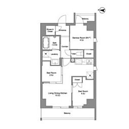 東京メトロ日比谷線 三ノ輪駅 徒歩8分の賃貸マンション 2階2SLDKの間取り