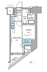 東京メトロ銀座線 稲荷町駅 徒歩6分の賃貸マンション 8階1DKの間取り