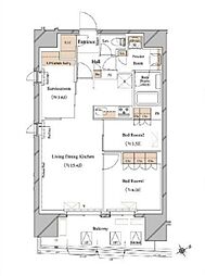 都営大江戸線 蔵前駅 徒歩3分の賃貸マンション 13階2SLDKの間取り