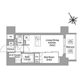 都営浅草線 蔵前駅 徒歩2分の賃貸マンション 10階1LDKの間取り