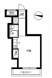 都営大江戸線 蔵前駅 徒歩8分の賃貸マンション 6階ワンルームの間取り