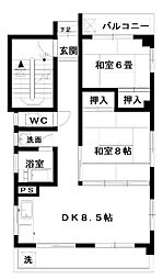東武伊勢崎線 とうきょうスカイツリー駅 徒歩7分の賃貸マンション 3階2DKの間取り