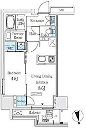 つくばエクスプレス 浅草駅 徒歩6分の賃貸マンション 9階1LDKの間取り