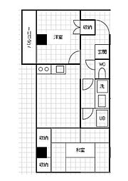 東京メトロ日比谷線 入谷駅 徒歩6分の賃貸マンション 3階2DKの間取り