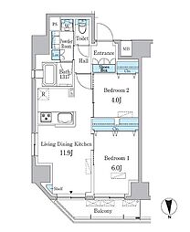 リビオメゾン両国ノース 2LDKの間取図画像