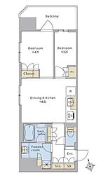 Brilliaist浅草橋 2DKの間取図画像