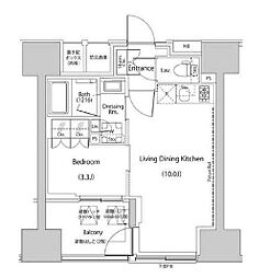 ザ・パークハビオ人形町レジデンス 1LDKの間取図画像