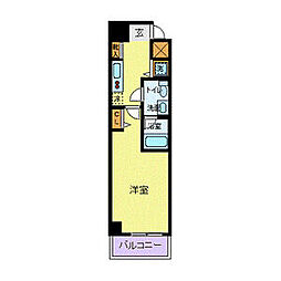 カスタリア蔵前 1Kの間取図画像