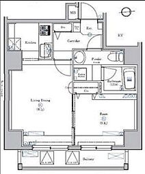 クレイシア蔵前 1LDKの間取図画像