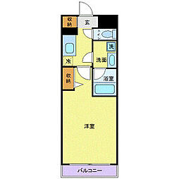 カスタリア蔵前 1Kの間取図画像