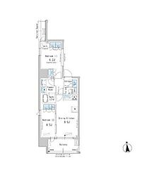 パークアクシス新御徒町イースト 2DKの間取図画像