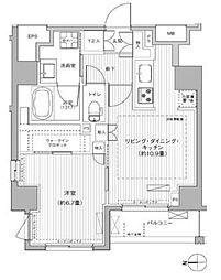 シティインデックス千代田秋葉原 1LDKの間取図画像
