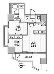 レクシード新御徒町 2LDKの間取図画像