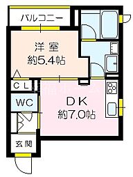 シャーメゾンアリエッタ 1階1DKの間取り