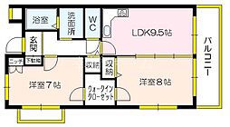 エルピーザ 2LDKの間取図画像