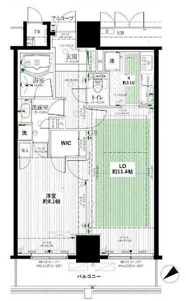 アップルタワー東京キャナルコート 702｜東京都江東区東雲１丁目(賃貸マンション1LDK・7階・54.38㎡)の写真 その2