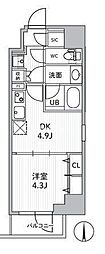 エスレジデンス住吉アクアハト 1DKの間取図画像