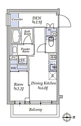 イプセ四谷三丁目 3階1DKの間取り
