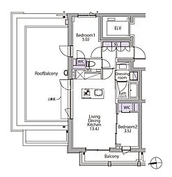 イプセ白金台 5階2LDKの間取り