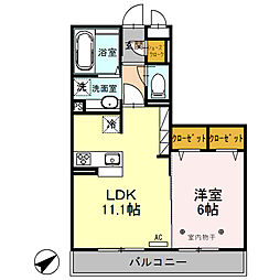 ミレニア籠原 1LDKの間取図画像
