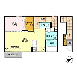ルピナスB 1LDKの間取図画像