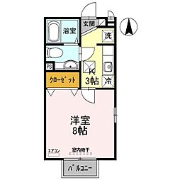 G・フォレスト 1Kの間取図画像