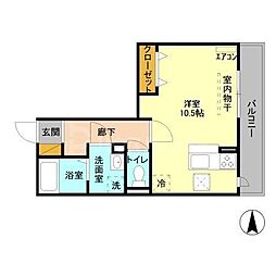 プレシャスガーネット 2階ワンルームの間取り