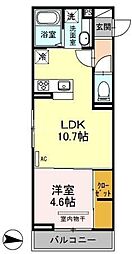 JR川越線 西大宮駅 徒歩9分の賃貸アパート 2階1LDKの間取り
