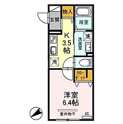 JR川越線 日進駅 徒歩7分の賃貸アパート 3階1Kの間取り