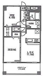 ラ・クールさいたま 10階2LDKの間取り