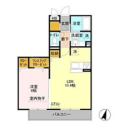 フォルテ 1階1LDKの間取り
