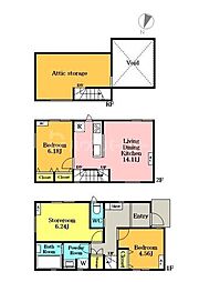 フェリス南与野 1階2SLDKの間取り