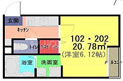 間取図画像 1K